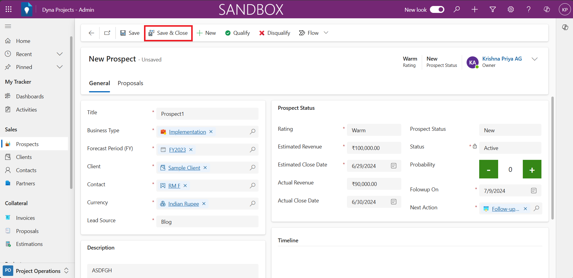 Power Prospect How to create a new Prospect in Power Apps based Project tracking tool ...