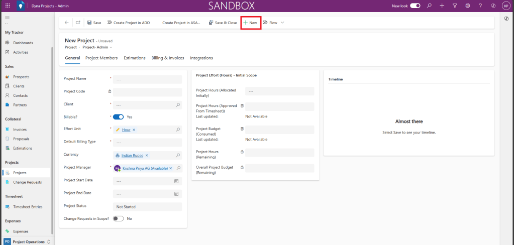 How to create a new Project in Power Apps based Project tracking tool ...